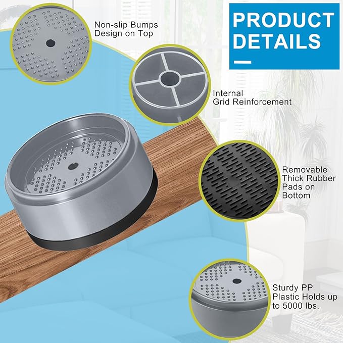 Bed Risers 1 inch, 2 inch, 3 inch, 4 inch Heavy Duty, Adjustable Furniture Riser