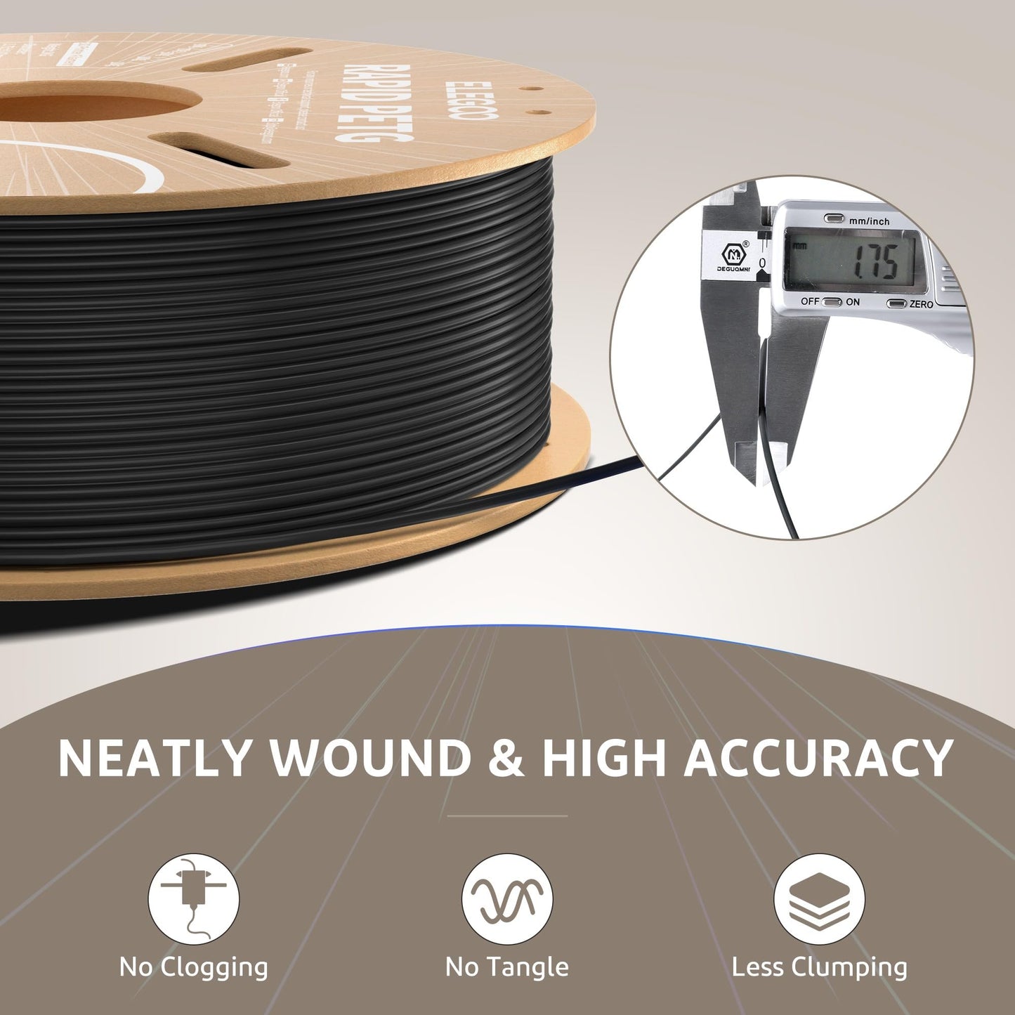 ELEGOO Rapid PETG Filament 1.75mm Black 1KG, High Speed Up to 600mm/s 3D Printer Filament Dimensional Accuracy +/- 0.02 mm, 1kg Cardboard Spool(2.2lbs) Fits for Most FDM 3D Printers