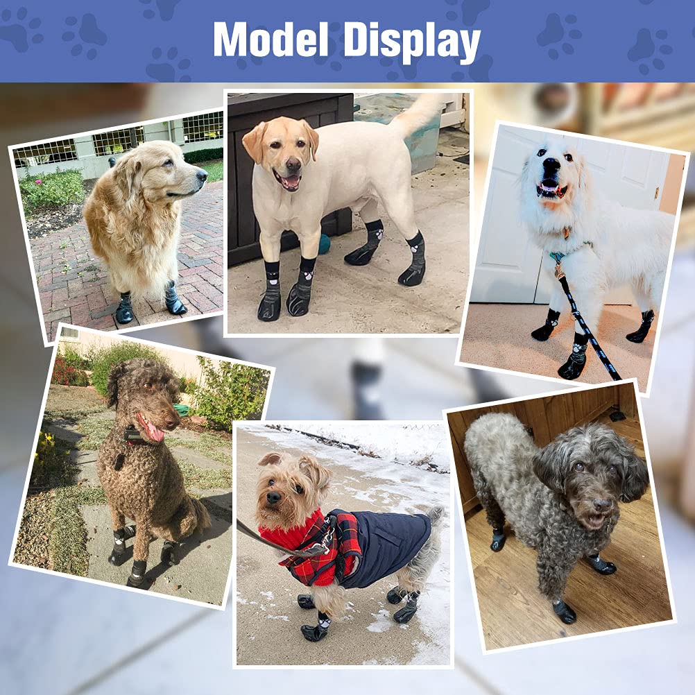 HOMIMP Dog Socks Anti Slip with Straps Traction Control Waterproof Paw Protector,L