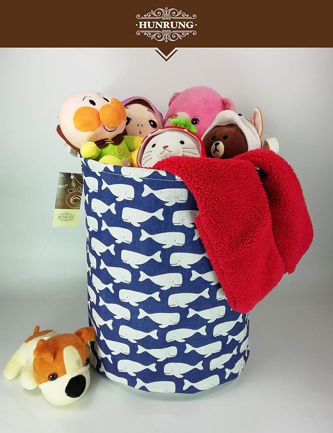 HUNRUNG Laundry Hamper, Large Canvas Fabric Lightweight Storage Basket Toy