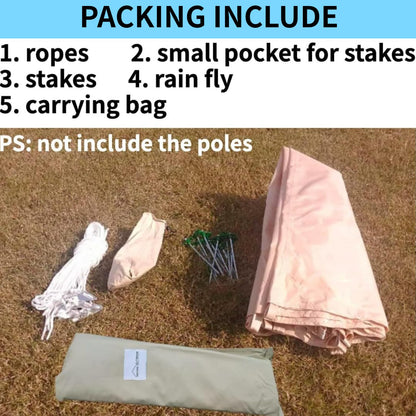 DANCHEL OUTDOOR Waterproof Rain Fly for Bell Tent, 4 Season Yurt Tent Rain Cover Protector Tarp Glamping Gears, PU5000mm Lightweight Oxford Polyester, Beige 4m/13ft