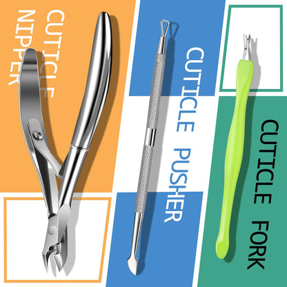 TsMADDTs Manicure Tools Kit Nail Care Kit with 3PCS Files, 2PCS Buffer Blocks, 2PCS Polishing Buffers, Cuticle Nipper, Pusher and Cuticle Oil