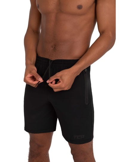 TCA Elite Tech Mens Running Shorts with Zip Pockets, Gym Shorts Men Training Sports Short with Phone Pocket Black - Black Stealth, M
