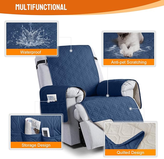 VANSOFY 100% Waterproof Recliner Chair Covers, Recliner Cover Non-Slip Dog