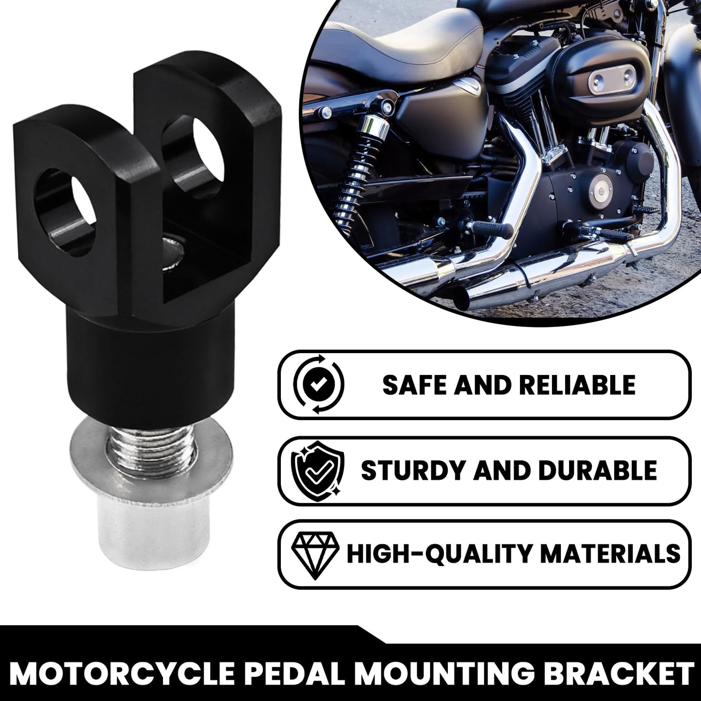 Motorcycle Foot Pegs Supports Mount Footrest Mounting Clevis Hardware Kit Left and Right Passenger Footrest Compatible with Softail FXST Low Rider Sport Glide Dyna FXR FX (Black)
