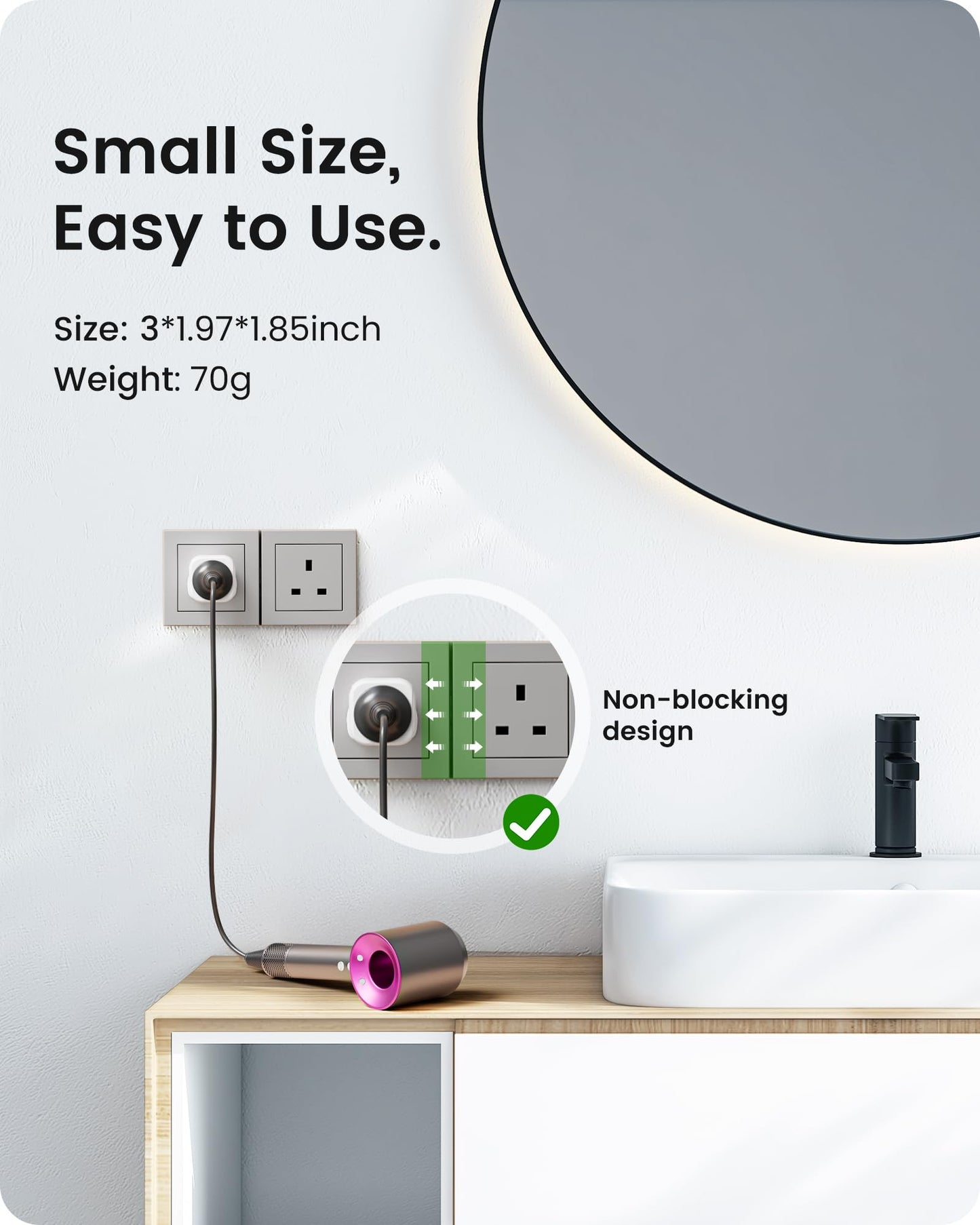 LENCENT 2X EU to UK Plug Adapter, Europe Schuko 2 Pin to 3 Pin UK Travel Adaptor, European Euro to British Adapter- 2 Pack, White