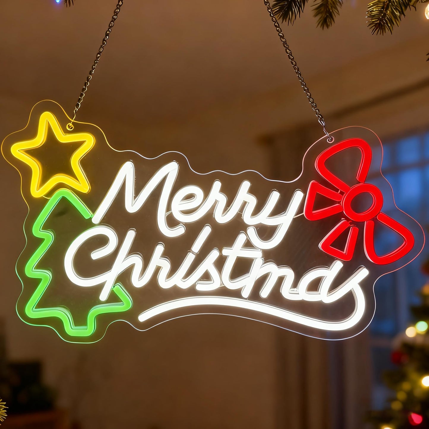RumonZS Merry Christmas Neon Sign Dimmable Christmas Neon Lights Xmas Wall Decor USB Powered Led Lights Xmas Party Bar Pub Club Winter Holiday Home Living Window Bedroom Festival Gift Decorations