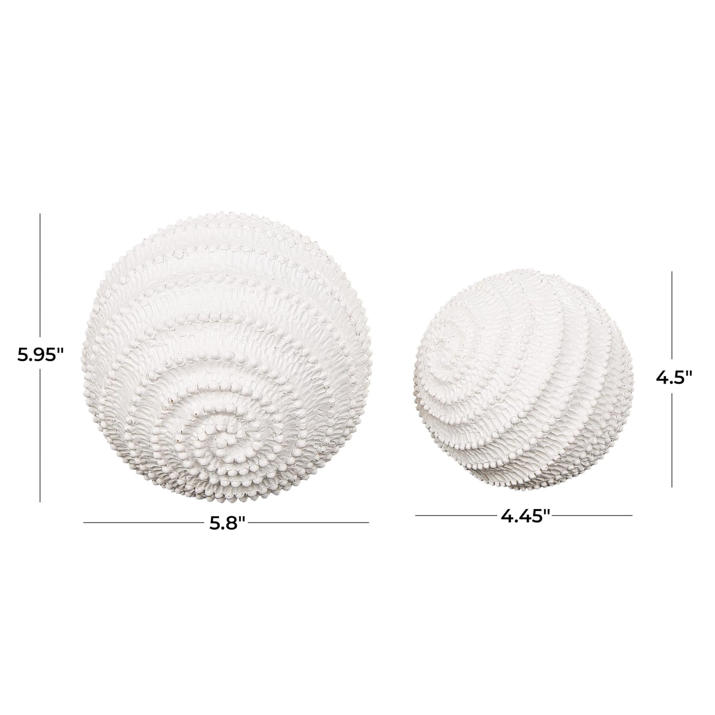 Deco 79 Resin Coral Decorative Sculpture Textured Home Decor Statues with Dimensional Ball Details, Set of 2 Accent Figurines 6", 5" H, Cream