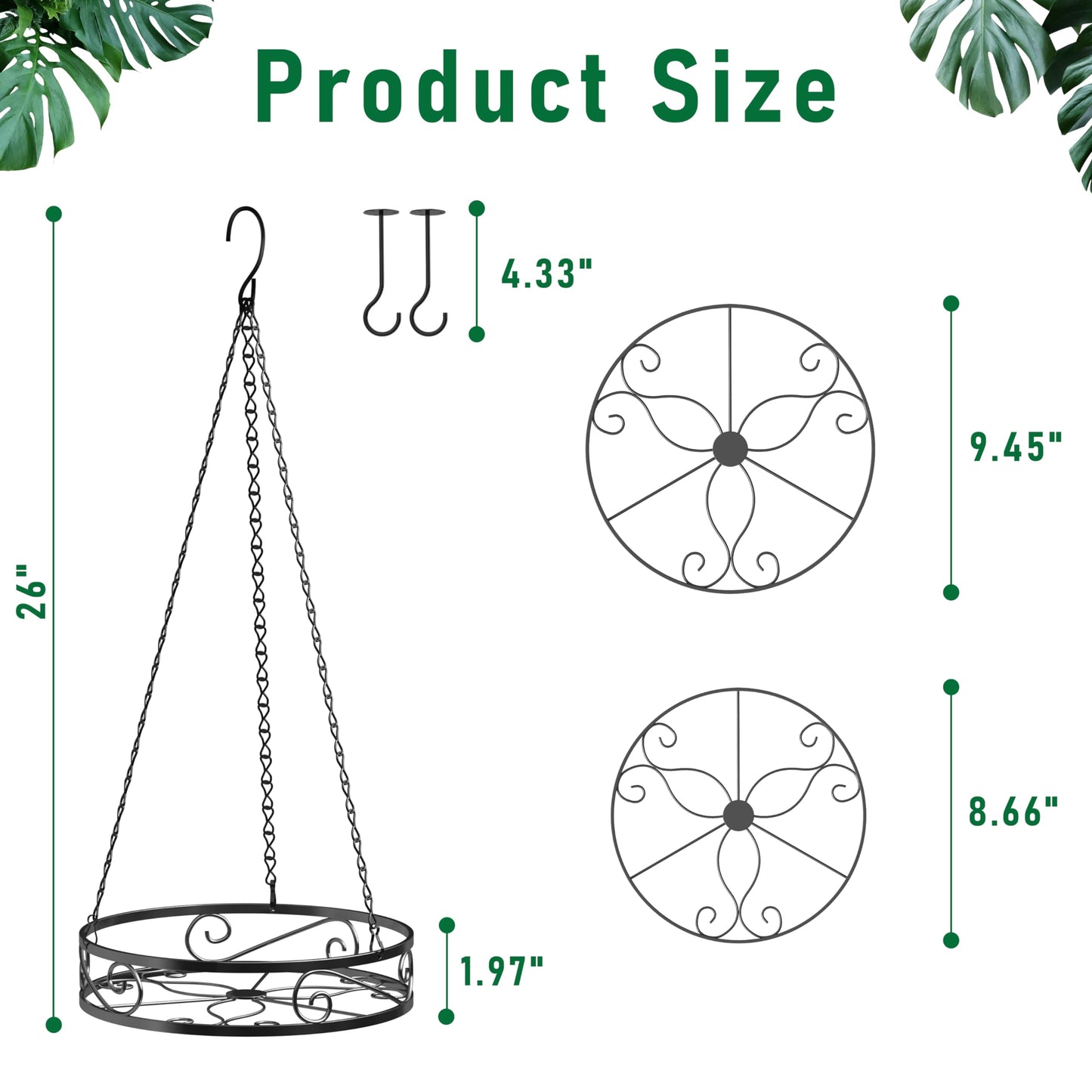 Qiaomeiysp 2-Pack Hanging Planters for Indoor Plants - Heavy Duty Metal Plant Hanger Indoor with 3 Chains and Hooks – Aesthetic Hanging Plant Holder for an Instant Gardening Decor