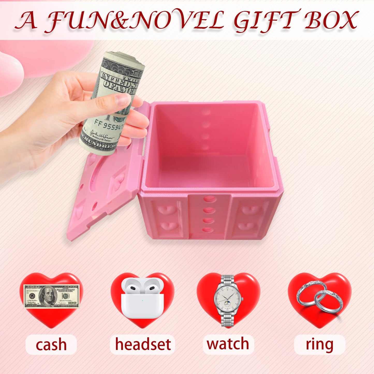 Annoying Gift Box with Screws, Annoying Present Prank Screw Box, Money Card Container Novelty Box, Take Apart Puzzle Surprise Funny (All Pink-Medium Size)