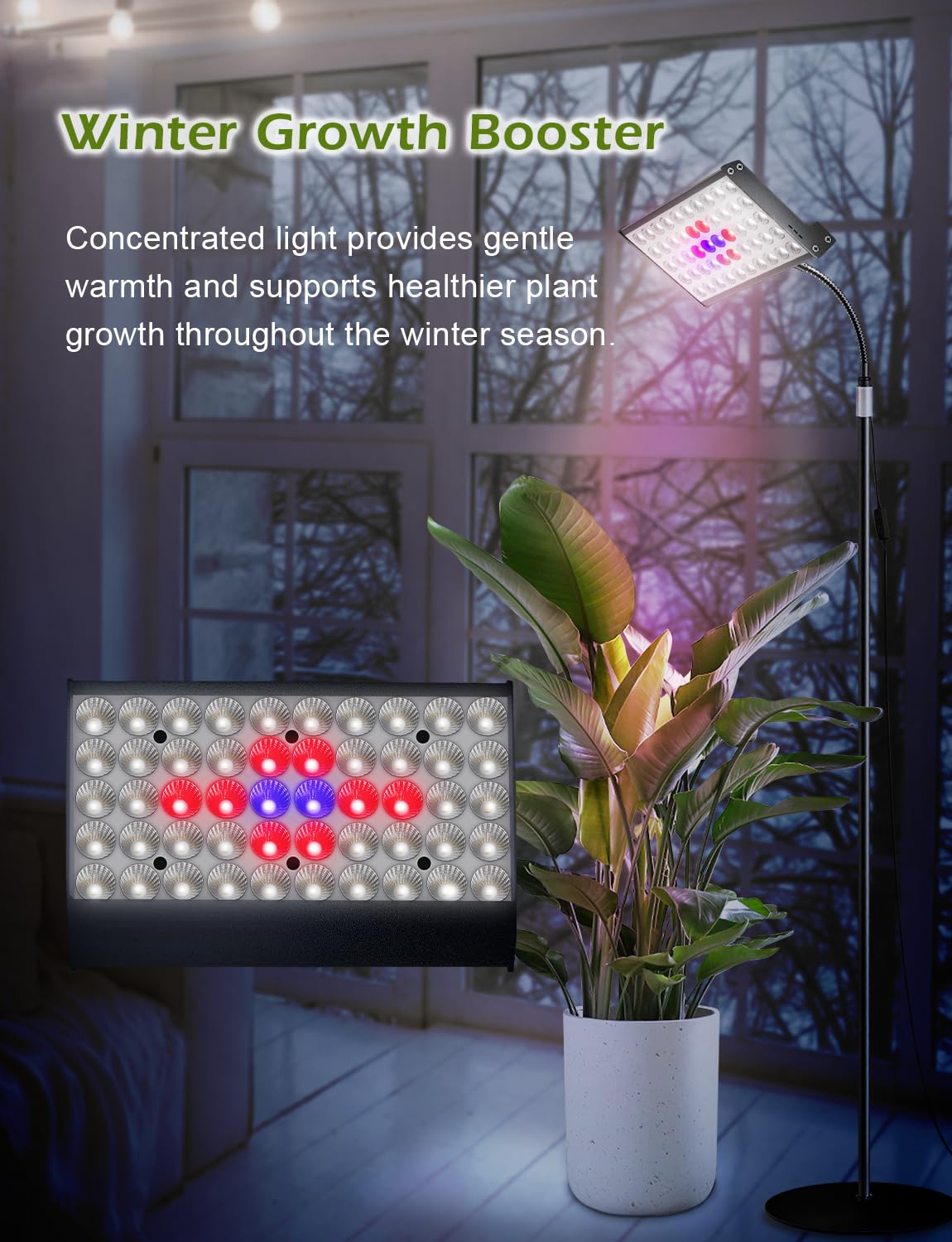 ANCIENTPWR Industrial-Grade Plant Grow Light, Full Spectrum for Indoor Plants with Auto Timer (3/9/12H), 10-Level Dimming, 75.5" Adjustable Height, Flexible Gooseneck & 4.1lb Heavy Base