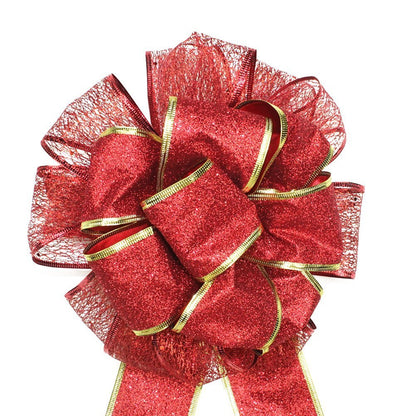 BinaryABC Valentine's Day Bows Decoration Ornaments,Christmas Tree Topper Bow(Red)