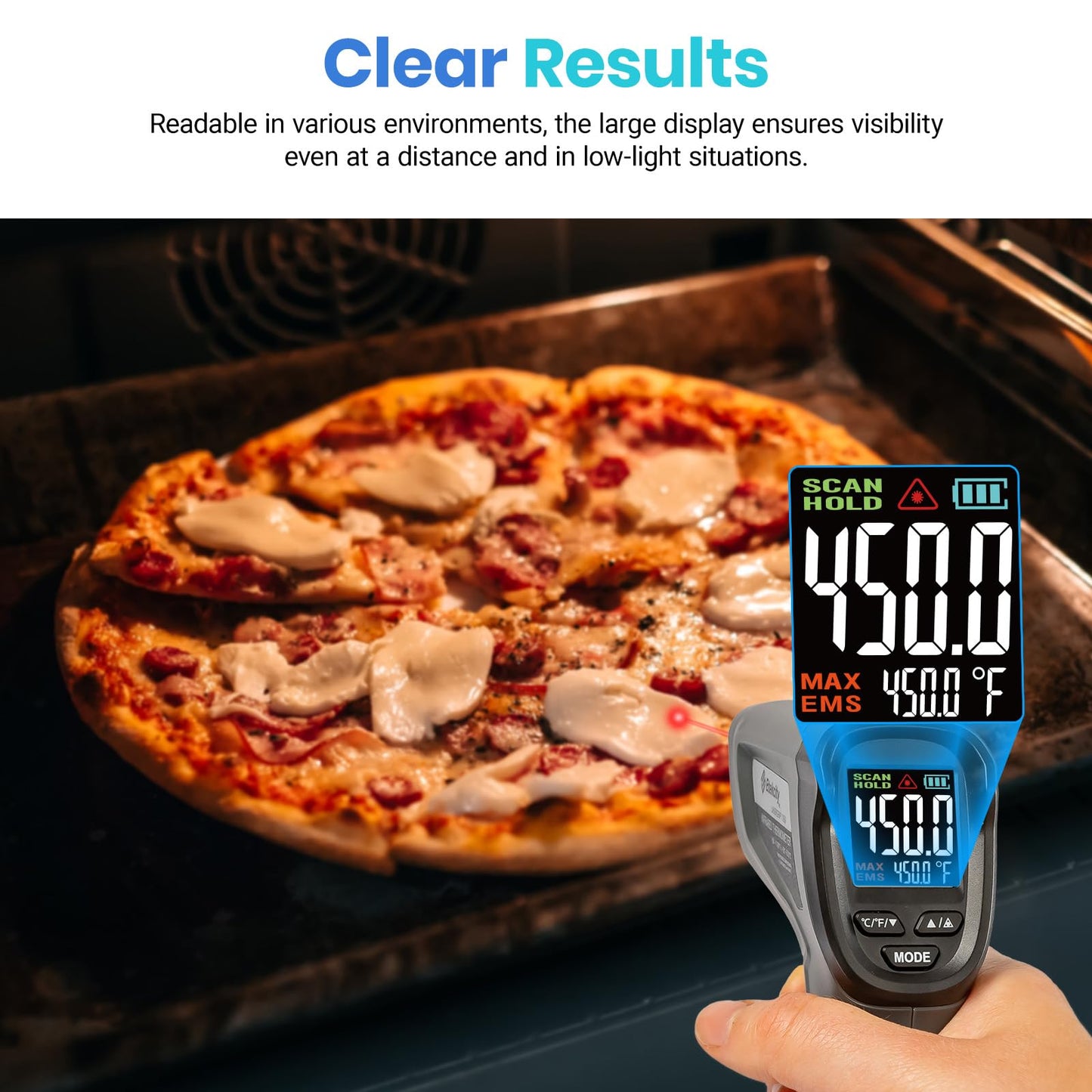 Etekcity Temperature Gun Infrared Thermometer -58°F 1130°F, Digital Laser Heat Gun for Pizza Ovens, Griddles, Meat, Refrigerators, Engines, HVAC, Kitchen & Pool Accessories