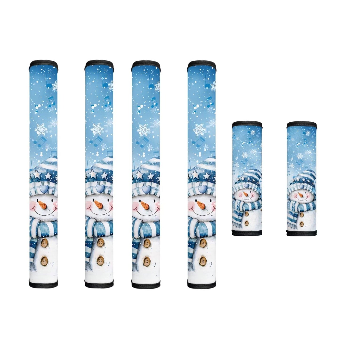 Hwzdsyxl Cute Snowman Blue Print Refrigerator Door Handle Covers Handle Sleeve Protector 6 PCS Kitchen Appliance Handle Gloves for Dishwasher Microwave Oven Fridge Christmas Decor