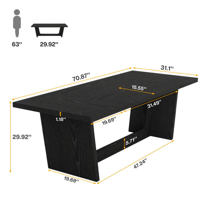 Tribesigns 6 FT Conference Table, 71" Rectangular Meeting Table for Office Conference Room, Large Executive Seminar Desk for 6-8, Wooden Business Boardroom Table with Heavy-Duty Pedestal Base, Black