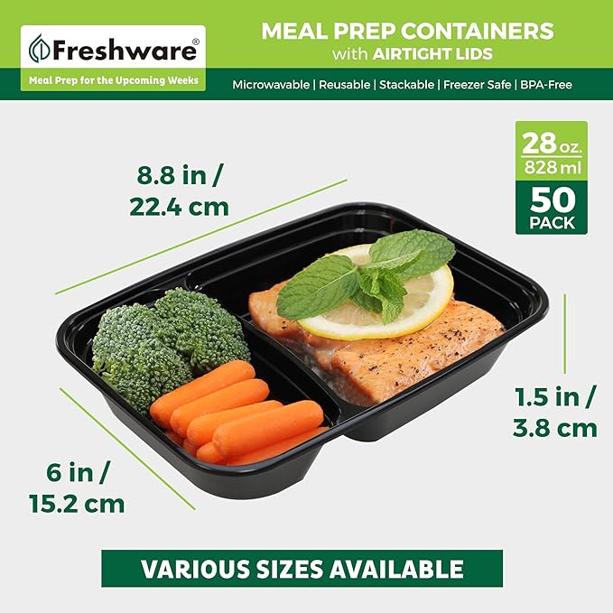Freshware Meal Prep Containers 2 Compartment
