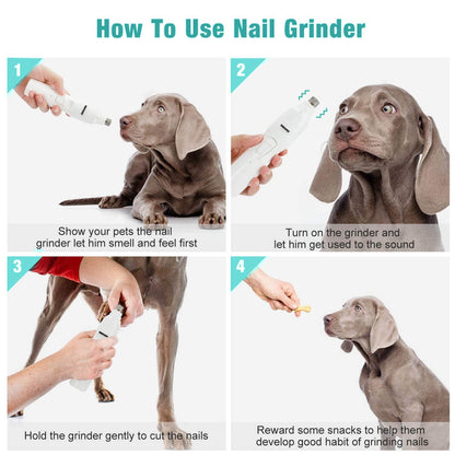 Pet Nail Grinder with LED Light & 2 Grinding Heads, 2-Speed Low Noise & More Powerful Dog Nail Grinder, Pet Nail Trimmer File, Painless Paw Claw Care, Quiet Toenail Grooming Tool for L/M/S Dogs/Cats