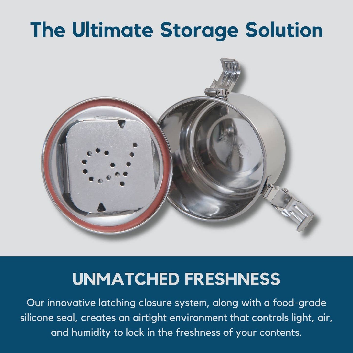 CVAULT Medium 1 oz Storage Container | Air Tight & Light Resistant | Food Grade Stainless Steel | Includes 62% RH 8-gram Pack