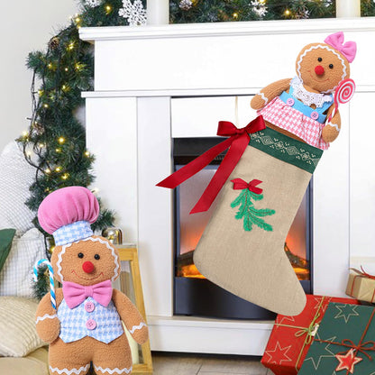 GAKSK Christmas Decorations Indoor Gingerbread Plush Hold Candy Cane Home Decor Gifts 11.8inch Gingerbread Stuffed Animal Doll Tree Toppers Christmas Decorations (2PCS)