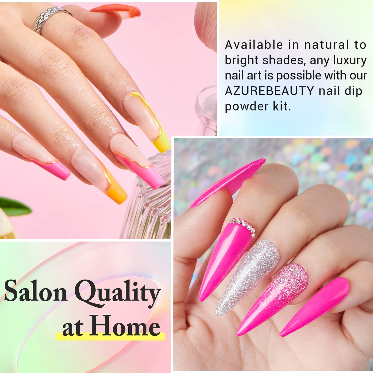 AZUREBEAUTY 31 Pcs Dip Powder Nail Kit 20 Colors Glitter Nude Brown Pink White Gray Dip Powder Liquid Set with Top/Base Coat Activator for French Nails Art Manicure DIY Salon Women Valentine's Gift