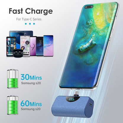 Mini Portable Charger USB-C Power Bank 5200mAh,Ultra Compact LCD Display Battery Pack Backup Charger Compatible with iPhone 17/17 Air/17 Pro/17 Pro Max/16/16 Plus/16 Pro Max/15 Series,Samsung-Green