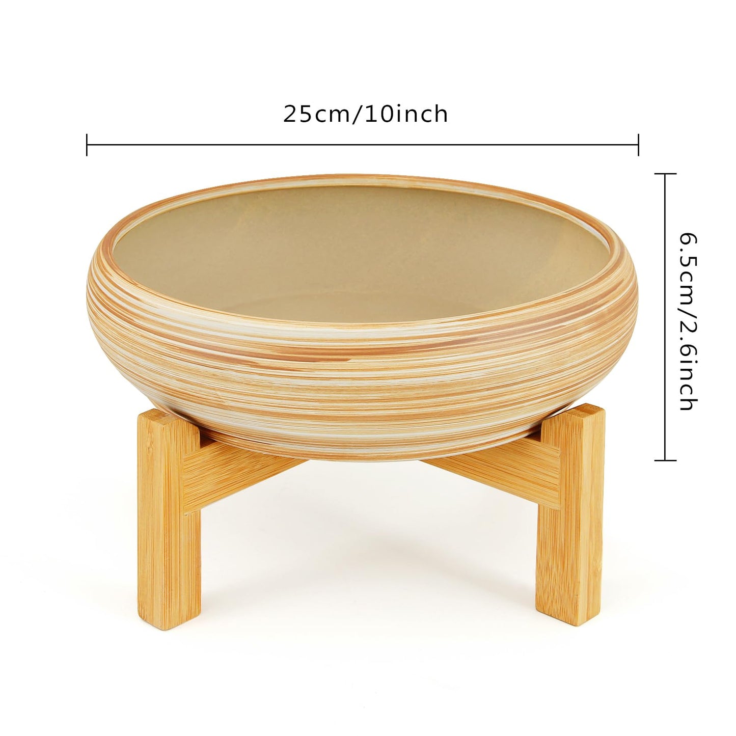 ARTKETTY Succulent Pots - 10 Inch Large Bonsai Pots with Drainage Stand Set of 2, Ceramic Plant Pots Shallow Succulent Planters for Indoor Plants Decorative Cactus Flower Planter Bowl