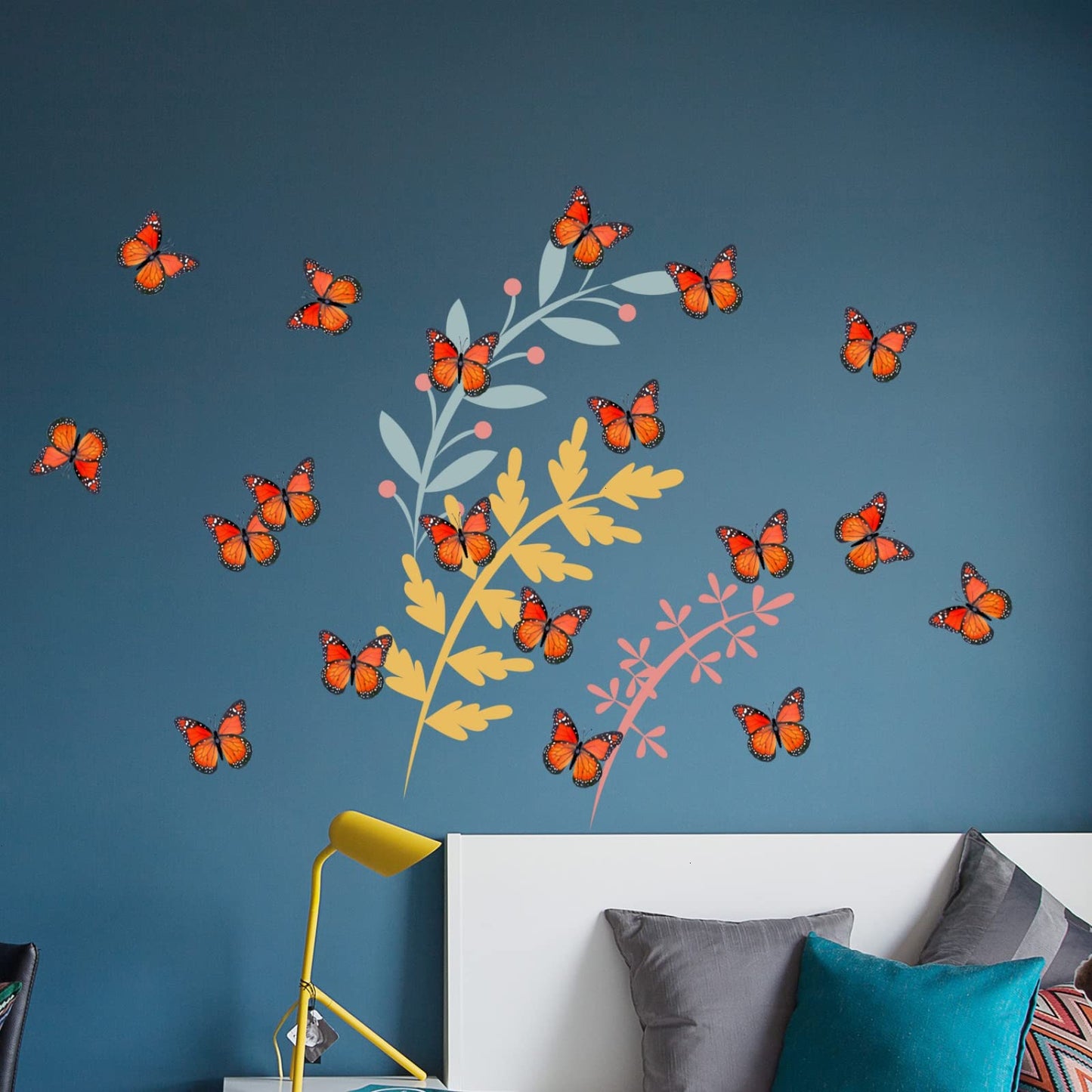 AQUEENLY 24 Pcs Monarch Butterfly Decorations Orange Butterflies for Crafts Premium Fake Butterflies Wall Decor for Room, Home, Wedding, Party (4.72'')