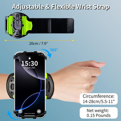 Wristband Phone Holder for Running,【360° Rotatable & Upgrade Anti-Drop】 Suitable for Mobile Phones（Fits All 4-6.5 Inch）, scanners, Portable Computers, and PDAs(Green)