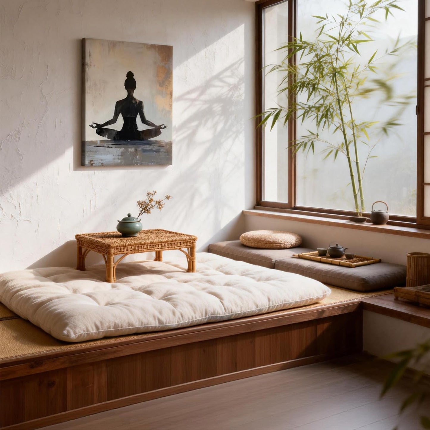 LYYGLYY Framed Zen Canvas Wall Art, Serene Meditation Print Wall Art, Modern Yoga Girl Poster Artwork for Walls, Minimalist Wall Decor for Yoga Room，Bedrooms, Living Rooms 16×24 Inches