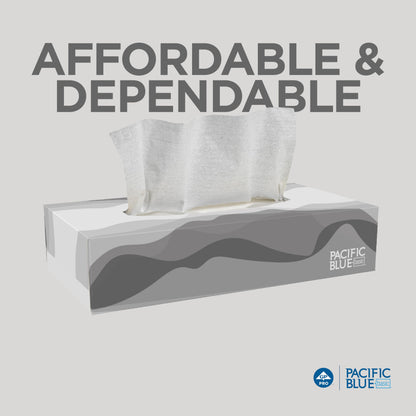 Georgia-Pacific Pacific Blue Basic 2-Ply Facial Tissue (47410), 100 Sheets Per Box, 30 Flat Boxes Per Bulk Case
