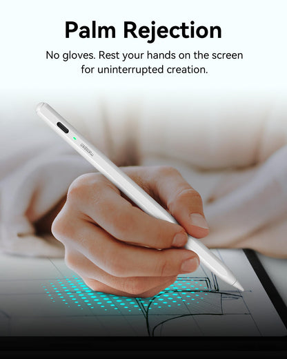 Metapen Pencil Air8 for Apple iPad 2018-2025, (20H Battery Life), 2Min Fast Charge, High Precision Stylus Pen for iPad 11 A16/10/9/8/7/6th Gen, Pro 12.9/11/13 Inch M4, Air 3/4/5/M2/M3 (White)