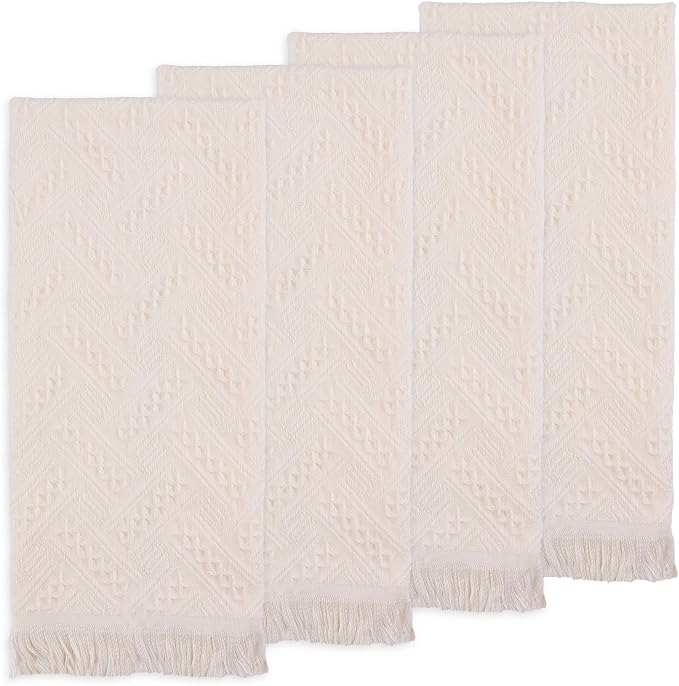 Boho Bathroom Decor Hand Towel 4 Pack 100% Turkish Cotton 14 x 30 Inch Boho
