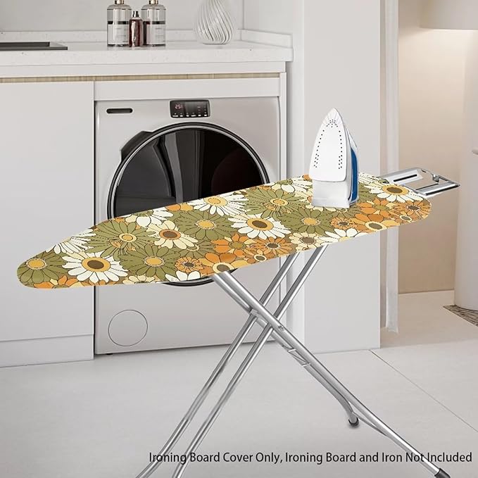 Green Hippie Floral Standard Ironing Board Cover Heat Reflective Ironing Mat