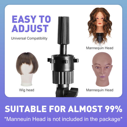Neverland 63 Inch Wig Stand, Training Head Stands Tripod, Sturdy Metal Hairdressing Doll Mannequin Heads Stand, Canvas Foam Manikin Heads for Wigs, Training and Hairdressing