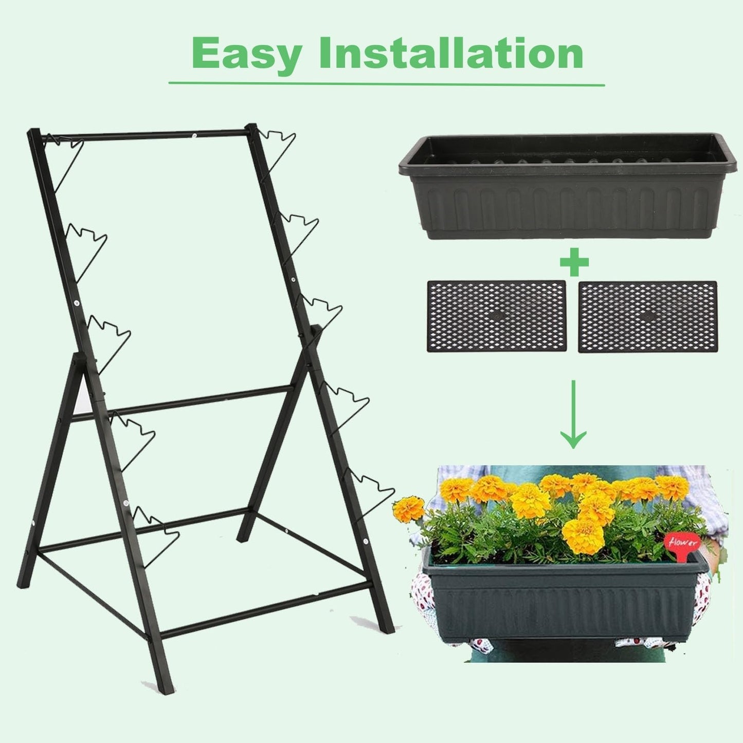 Homdox 5-Tier Elevated Garden Bed with Lockable Caster Wheels - Freestanding Vertical Raised Bed with 5 Garden Planter Boxes- Perfect to Grow Vegetables Herbs Flowers Indoor(Black)