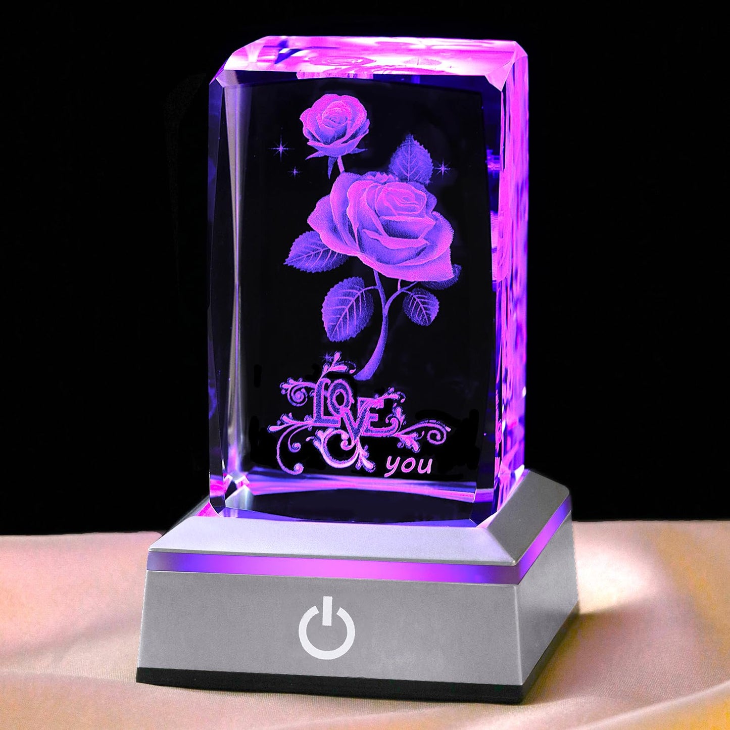 hochance 3D Rose Crystal Nightlight,Perfect Mothers Day Gifts for Wife Her Mom from Daughter Husband Son，Mother's Day Ideas Unique Anniversary Birthday Decolamp Presents