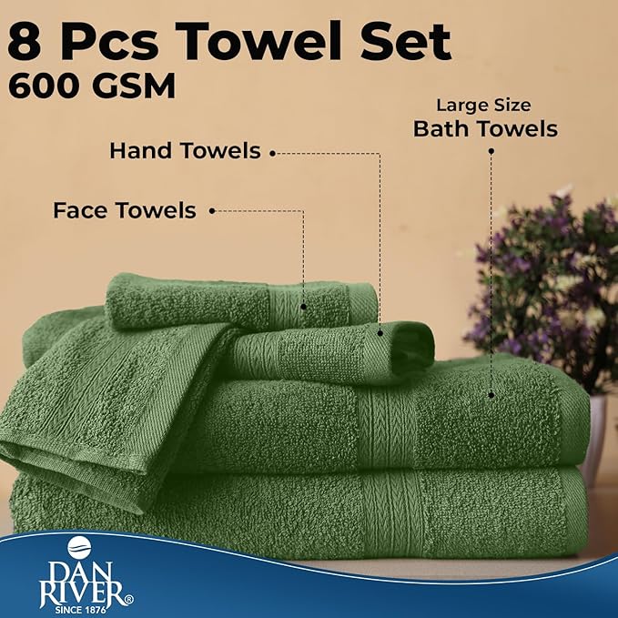 DAN RIVER 8 PC Luxury Bath Towels