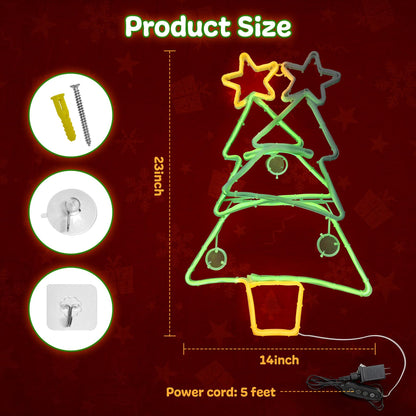 Christmas Tree Neon Sign, Tree LED Neon Light for Home Decor, 8H Timer & Speed Adjust, Festive Xmas Decorations Wall Art, Holiday Party Bedroom Living Room Cafe Bar