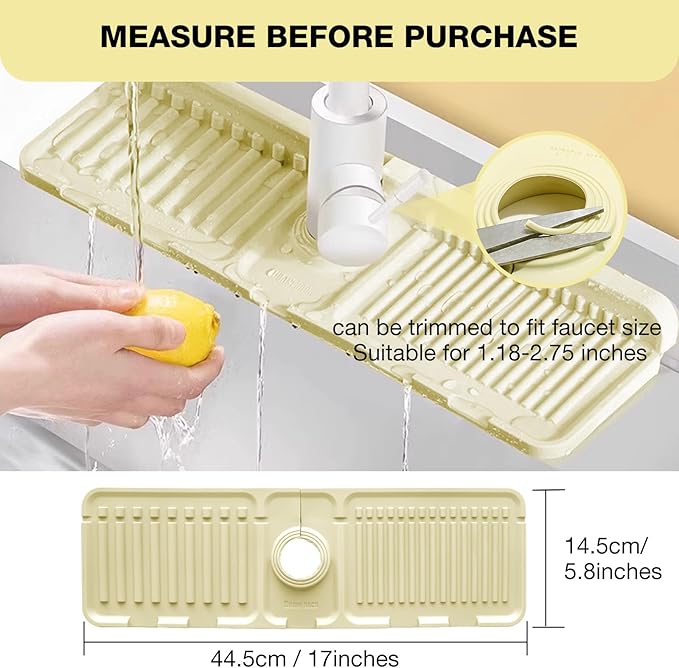 Faucet Mat for Kitchen Sink – Adjustable Silicone Sink Splash Guard
