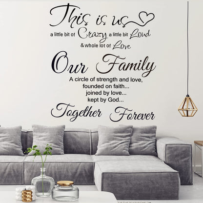 Rotumaty Family Quotes Wall Decals This is Us Wall Decor Vinyl Stickers for Living Room Bedroom Inspirational Art Decorations for Home Office Teen Dorm