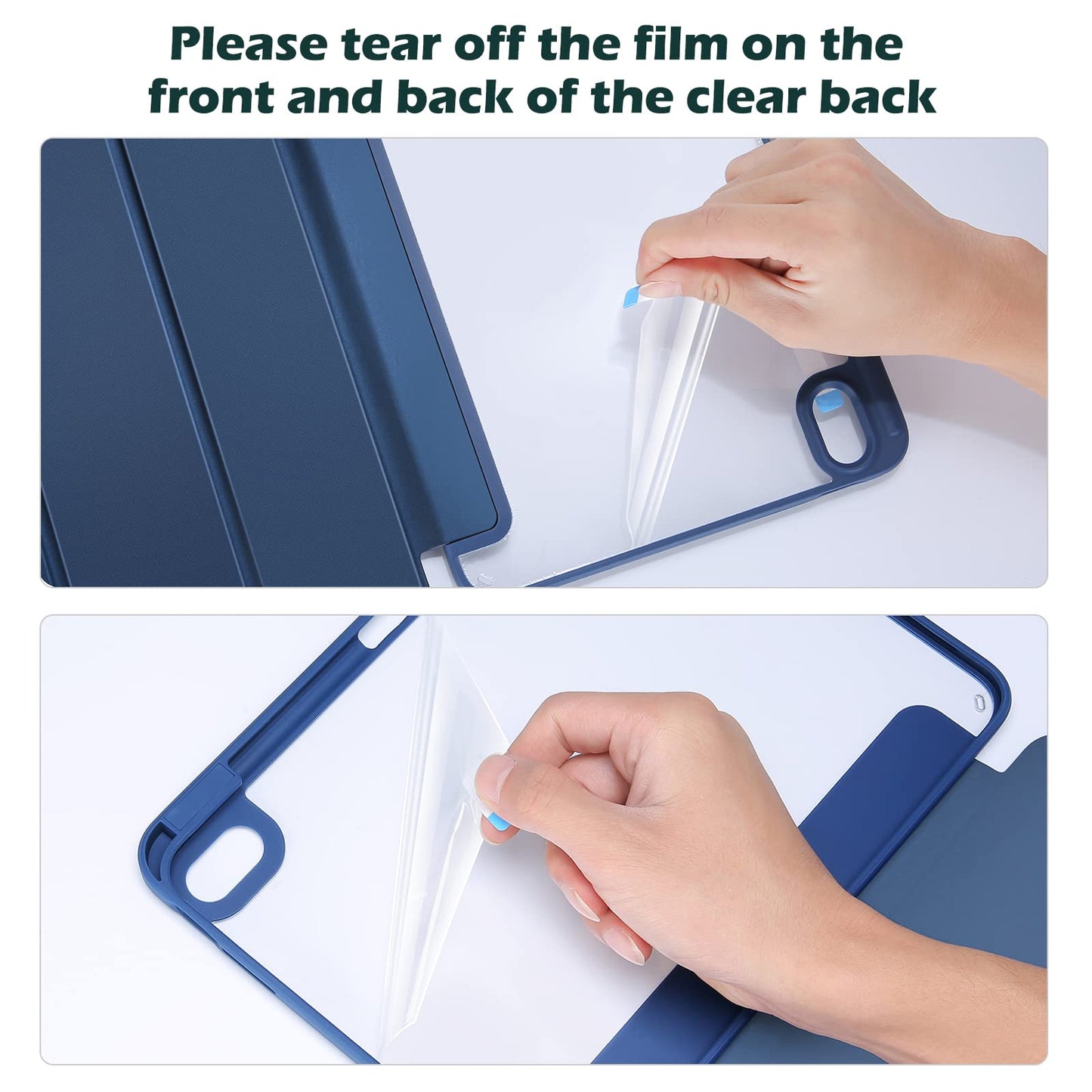 ProCase for iPad (A16) 11th Generation 11 Inch 2025/10th Generation 10.9 Inch 2022 Case with Pencil Holder, Hybrid iPad 11 10 Case with Clear Back, Supports Auto Wake/Sleep -Navy