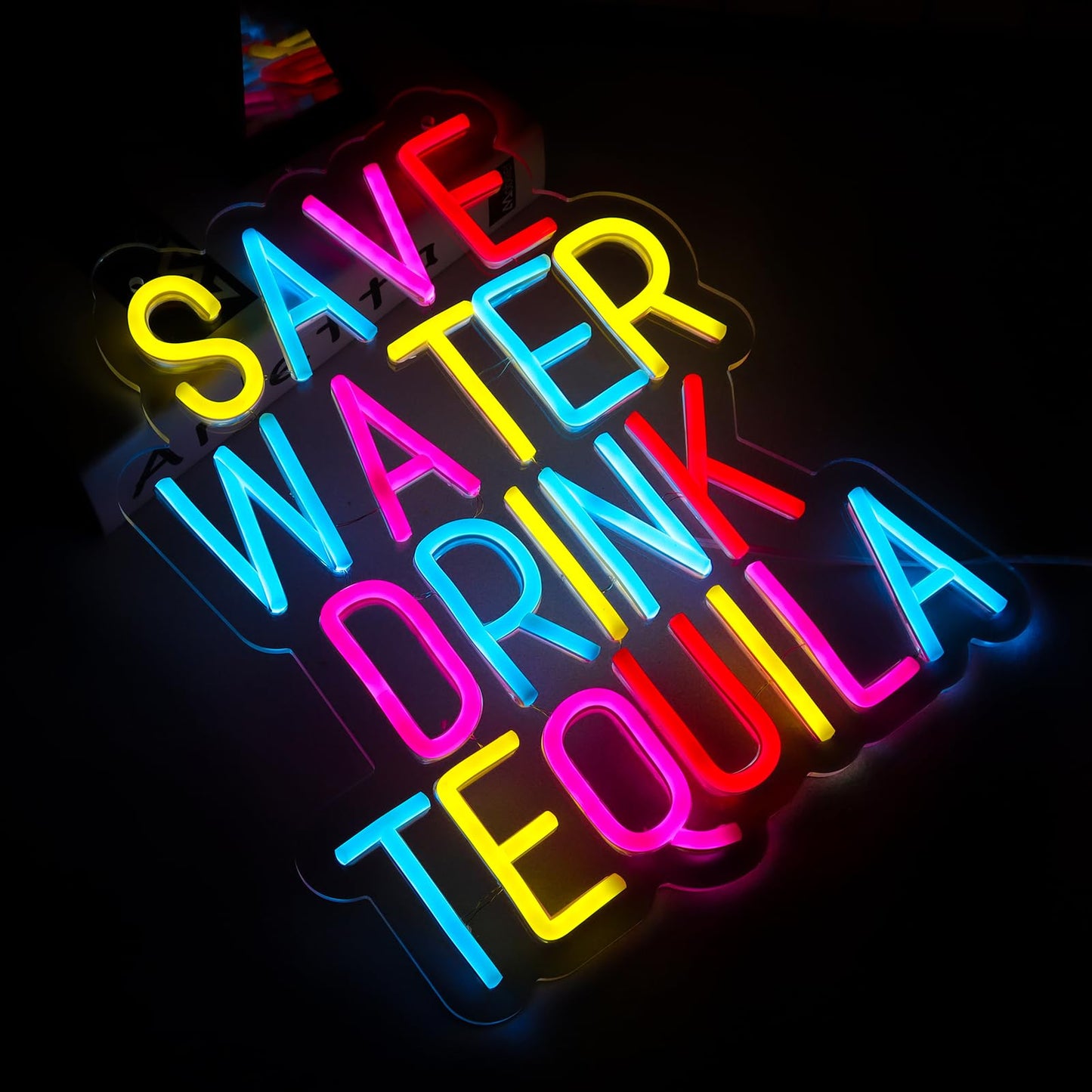 qbanziou Save Water Drink Tequila Neon Signs for Wall Decor，Neon Lights for Bedroom LED Signs Suitable for Man Cave，Doorplate，Christmas Gifts