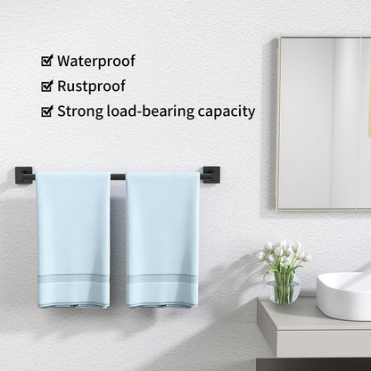 MKO Towel Bar for Bathroom, 24" Hand Towel Holder Rod with Metal, Black Towel Racks for Bathroom Hanger Wall Mounted for Home Essentials, 2 Pack