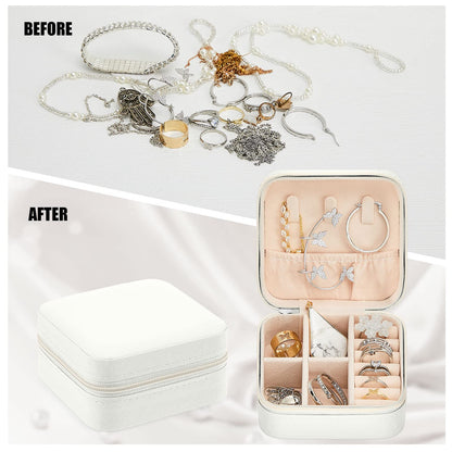 Taiyin 12 Pcs Travel Jewelry Case, Valentines Day Gifts for Her- Small Jewelry Organizer Box Bridesmaid Gifts for Women Girls (White)