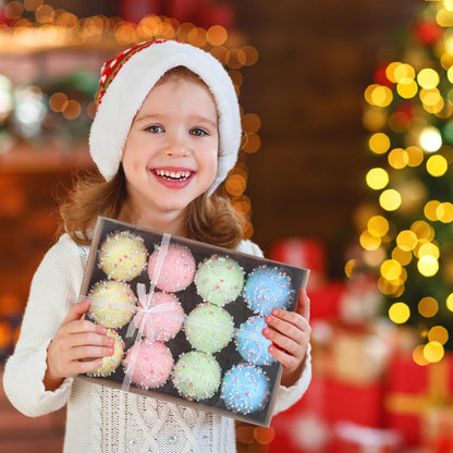 Pastel Christmas Tree Ornaments Decorations, 12 Pcs 3.1 Inch Macaron Shatterproof Foam Christmas Ball Ornaments Set, Christmas Tree Hanging Pendants Xmas Tree Decoration