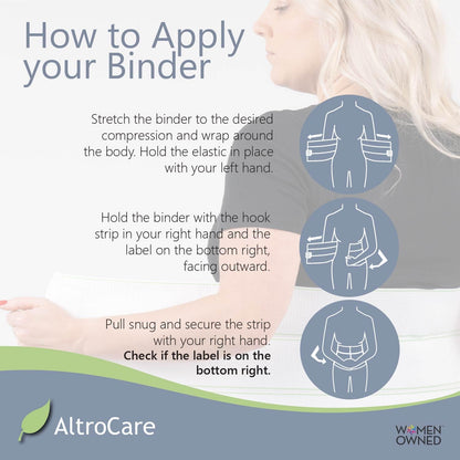 AltroCare Postpartum & Post Surgery Abdominal Binder. 3-Panel belly band for recovery after childbirth, hysterectomy, tummy tuck, hernia, diastasis recti. Size L/XL (45" to 60"). Made in USA.