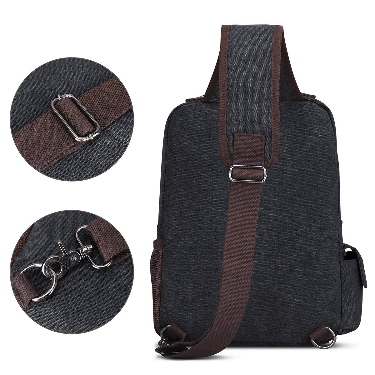 S-ZONE Sling Backpack for Men with Chest Pocket 13" Shoulder Bag Shoulder Bag Shoulder Bag Backpack, dark grey, M, One size