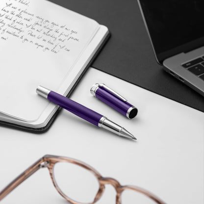 Ellington Pens Luxury Ballpoint Pen – Premium Quality, Smooth Writing Experience, Elegant Design, Includes 2 Ink Refills – Ideal for Professionals and Gift Giving (Purple Silver)