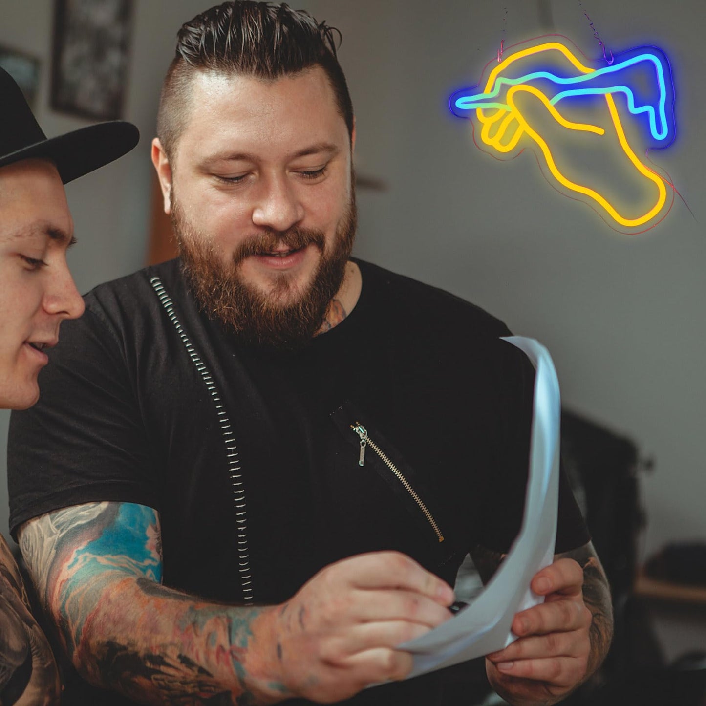 Tattoo Neon Sign Tattoo Neon Light LED Neon Sign for Tattoo Studio Wall Décor Dimmable LED Neon Light for Bar Restaurant Music Concert Man Cave Wall Art 14.4"×12.8"