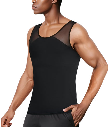 TAILONG Black Compression Shirt Men Shapewear Slimming Body Shaper Vest Workout Tank Top Undershirt